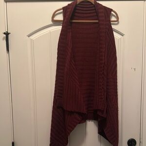 Staccato Crimson Open Front Shrug Poncho Sweater